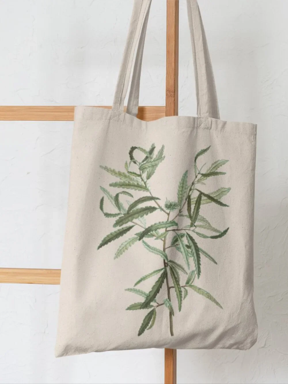Rusty Fern Vintage Botanical Print Graphic Canvas Tote Bag